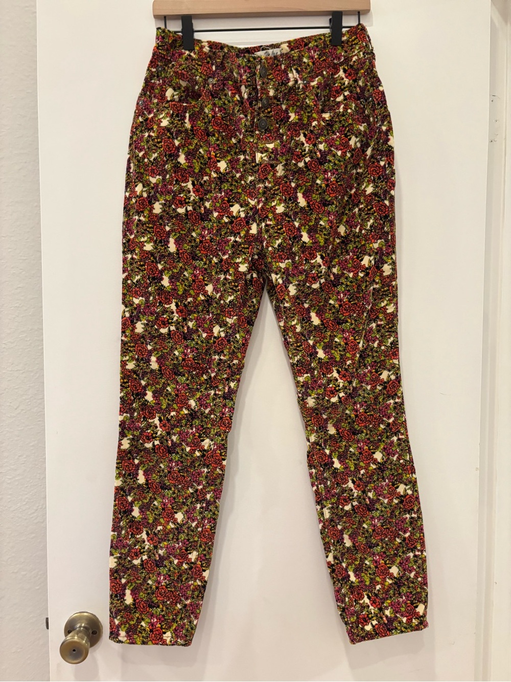 Free People We The Free Floral Corduroy Slim Pants boho chic hippie flower power